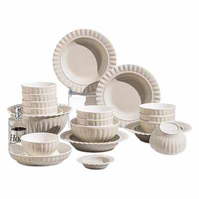 康陌（KANGMO）陶瓷碗碟套装家用2024轻奢风饭碗菜盘餐具组合礼品