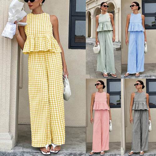 2026 Cross-Border Fashion Casual Round Neck Sleeveless Ruffl
