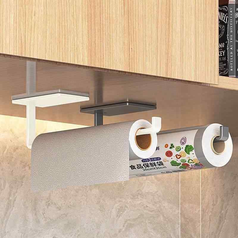 厨房纸巾架子免打孔用纸挂架橱柜卷纸架保鲜膜收纳单橱柜下置物架