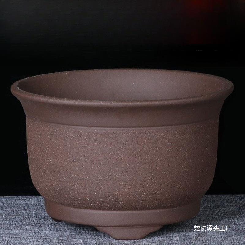 宜兴特大紫砂花盆绿萝盆景多肉种菜兰花盆圆口陶瓷盆