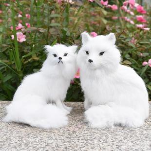 仿真狐狸模型仿真白狐工艺品装饰道具摆件毛绒玩具小狐狸玩偶饰品