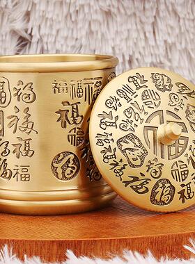 黄铜福茶缸居办公室茶具百喝茶杯子铜器景区B-0486热家卖金摆属工