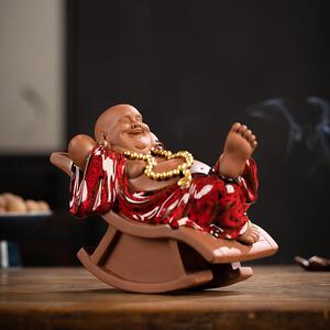 憨匠先生新中式大肚弥勒陶瓷摆件摇椅布袋和尚办公桌茶桌客厅装饰