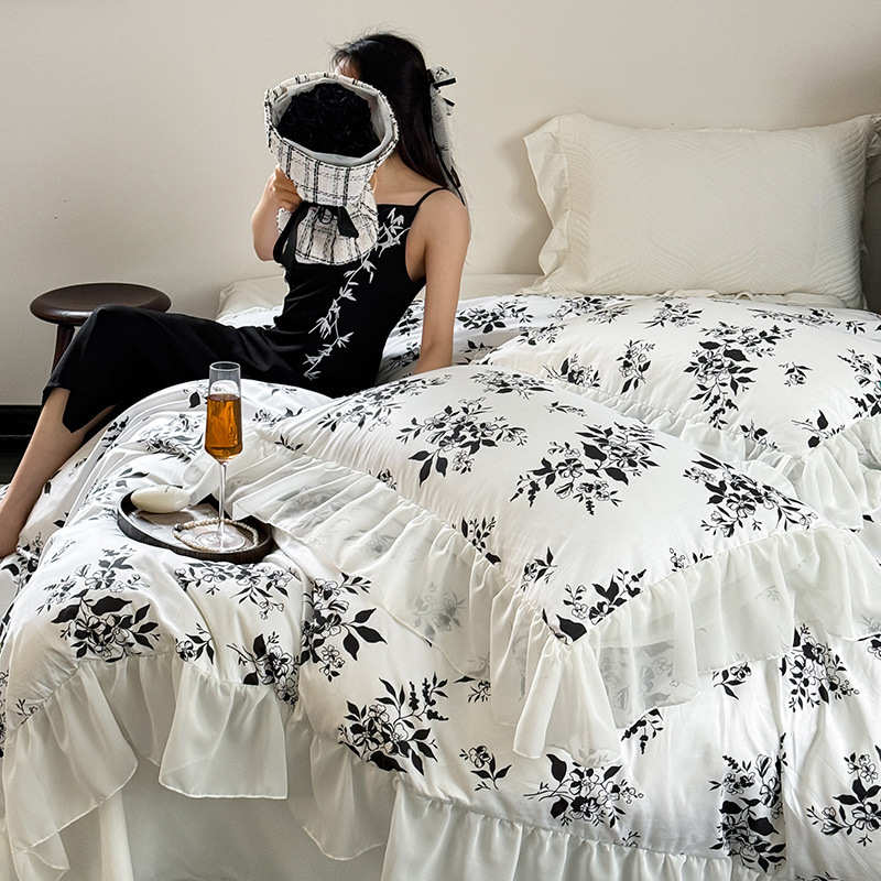 批发ins少女心法式小碎花棉四件套公主风复古雪纺花边棉4件套