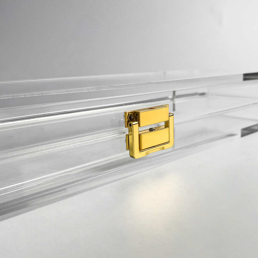 定制亚克力带锁翻盖盒 高品质金属锁加厚高透明亚克力带锁收纳盒