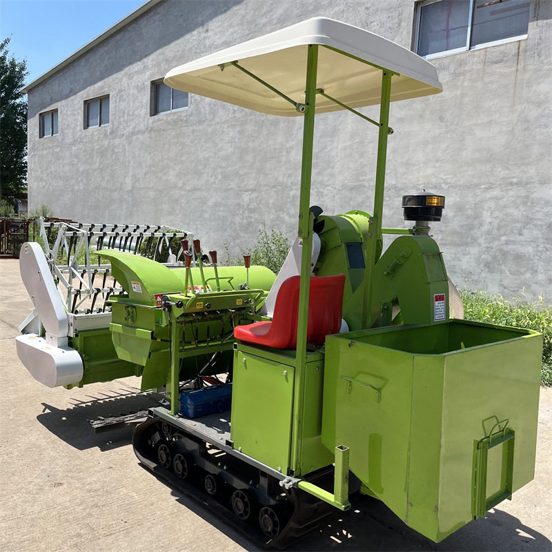 全自动小型履带式水稻小麦联合收割机 家用带仓自走式大豆收获机