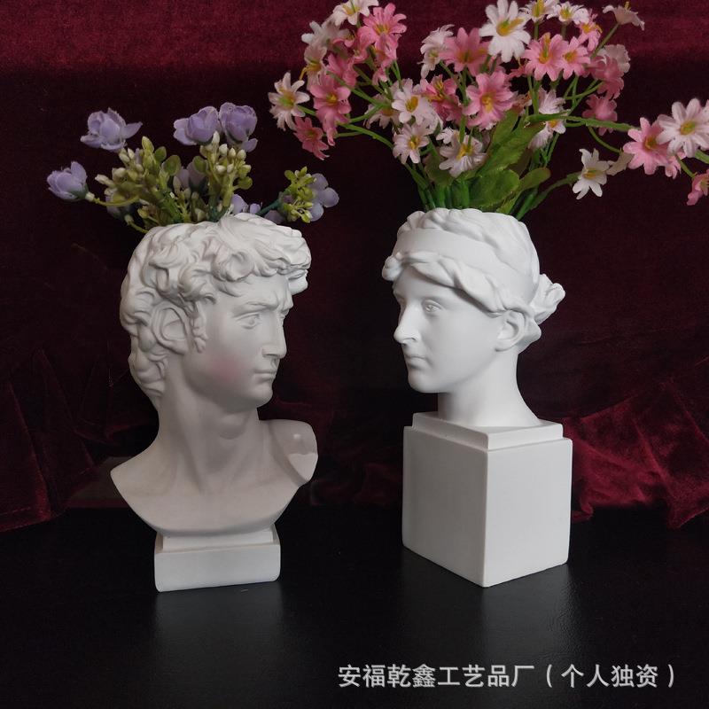 树脂仿石膏西洋名雕头像花瓶人物雕像花插多肉植物花盆缸美术用品