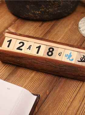 创意木质日历饰日期厅摆件客桌I59347面家居装礼品幼儿园美食拍照