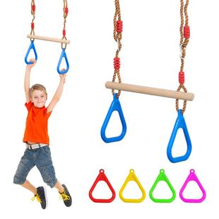 儿童注塑手握吊环 亚马逊儿童健身训练体能单杠猴棒三角秋千吊环