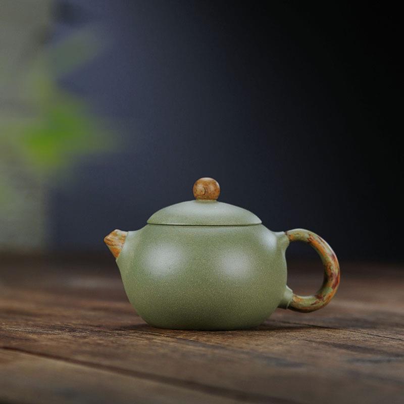 宜兴紫砂壶原矿豆青绿泥五牛刻绘绞泥西施壶纯手工紫砂壶茶具