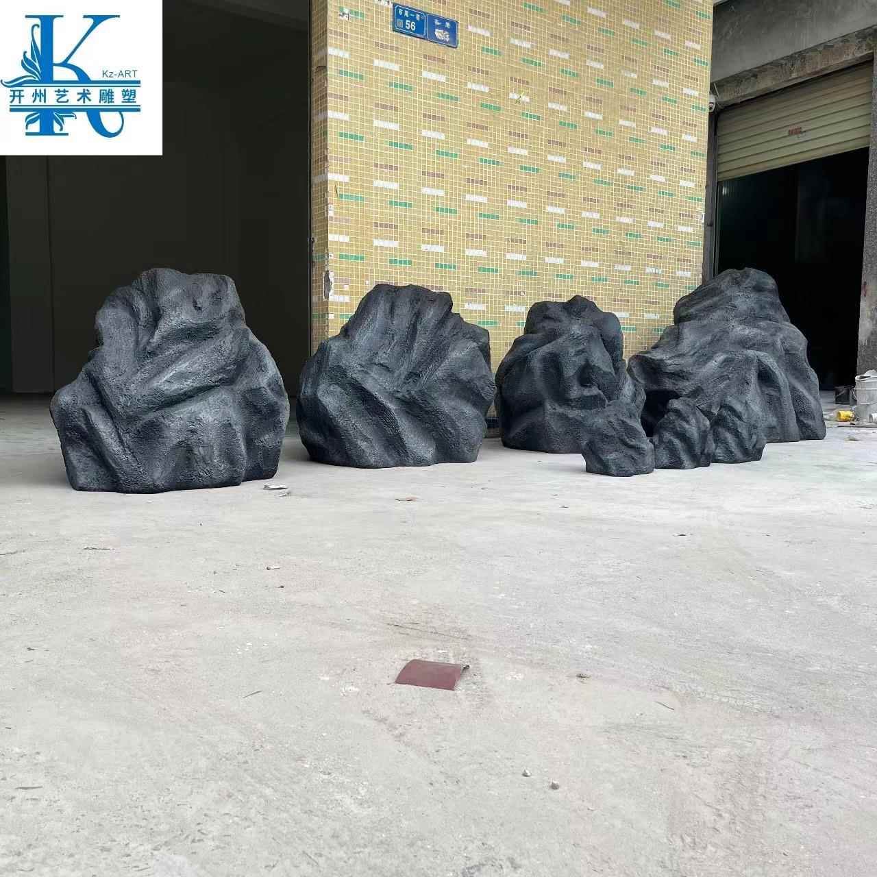 玻璃钢景石仿真石头雕塑室内外庭院水造景园林摆件售楼部景观石