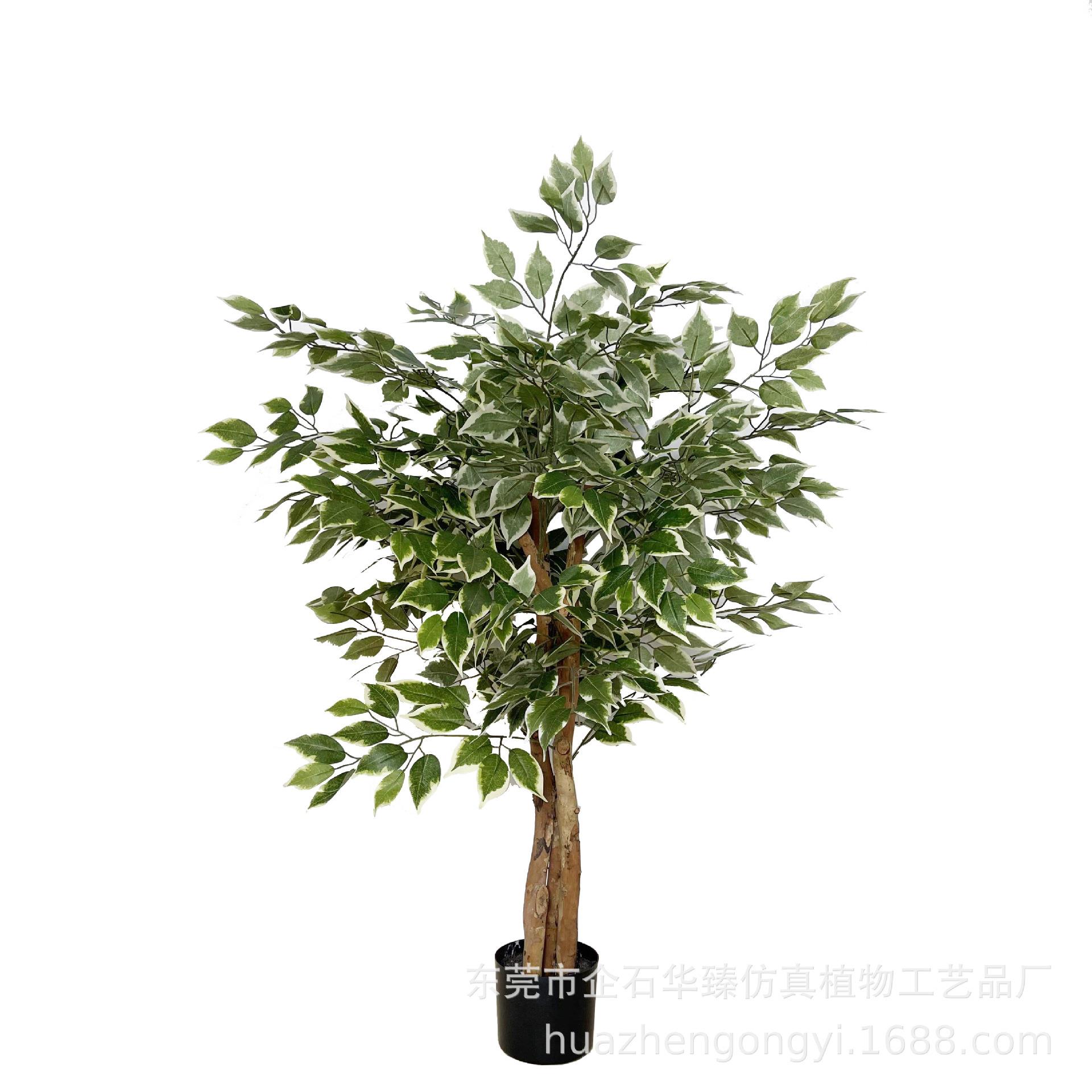 仿真白边榕树室内外仿真小榕树盆景工厂直销人造假树大型绿植盆栽
