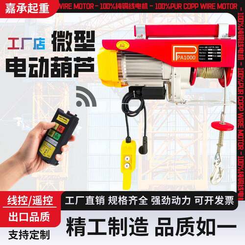 工厂微型电动葫芦220V家用小吊机小型卷扬机1t提升机微型电动葫芦
