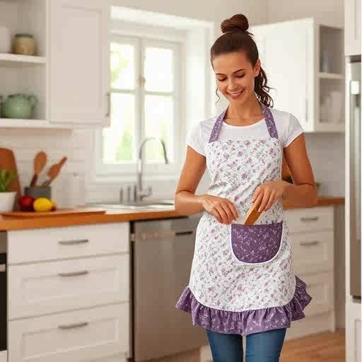 韩版时尚可爱田园小碎花围裙无袖头巾袖套居家打扫做饭工作女