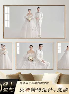 婚纱照放大挂墙床头48寸结婚照相框组合定制水晶全家福儿童照制作