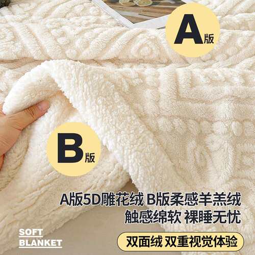 新款直销5D雕花绒毛毯加厚冬季毯子午睡毯办公室沙发毯床上用盖毯