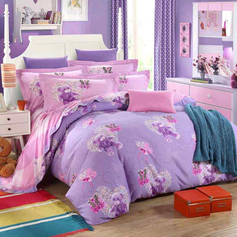 正品全棉四套加厚男女孩床用品儿童卡通磨毛件上四三件套纯棉床单