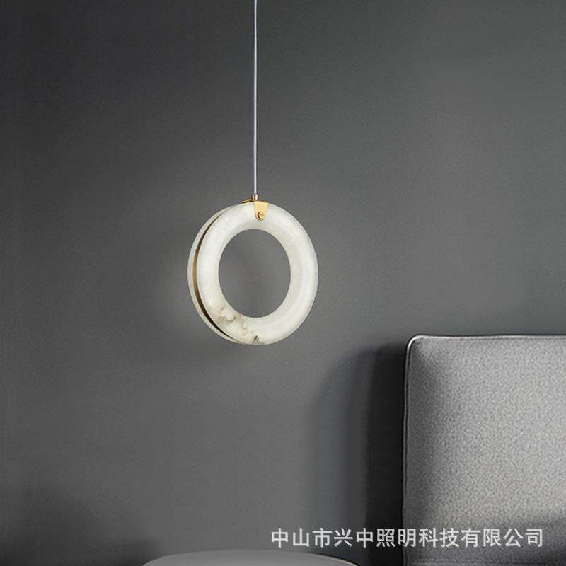 后现代简约卧室床头小吊灯轻奢天然云石别墅餐厅吧台楼梯吊线灯