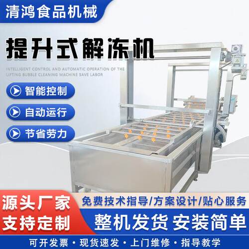 大型提升式解冻神器食品厂鸡爪解冻设备刀鱼冻盘化冻清洗设备