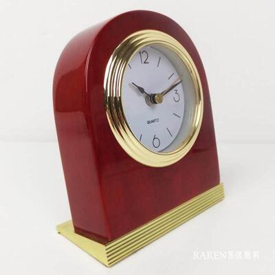 酒店宾馆客房床头实木闹钟静音座钟拿起灯亮卧室原木闹钟现货