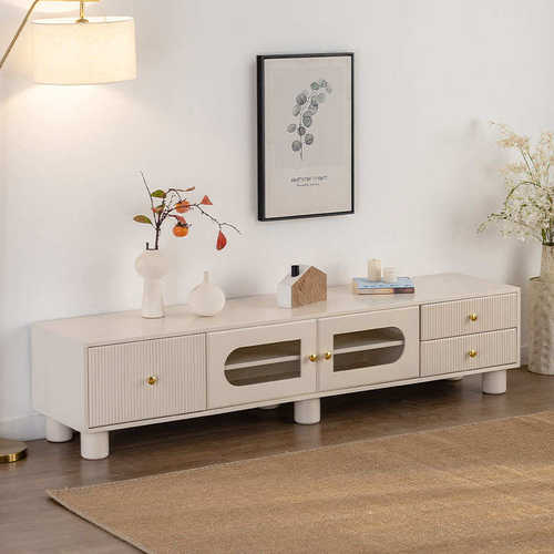 现代桌烤客厅奶油家用风奢储物柜电视柜洽谈漆收纳实木轻咖啡时尚