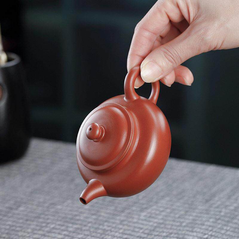 潮州大红袍手拉壶全手工朱泥紫砂茶壶功夫茶泡茶壶冲罐紫砂壶原矿