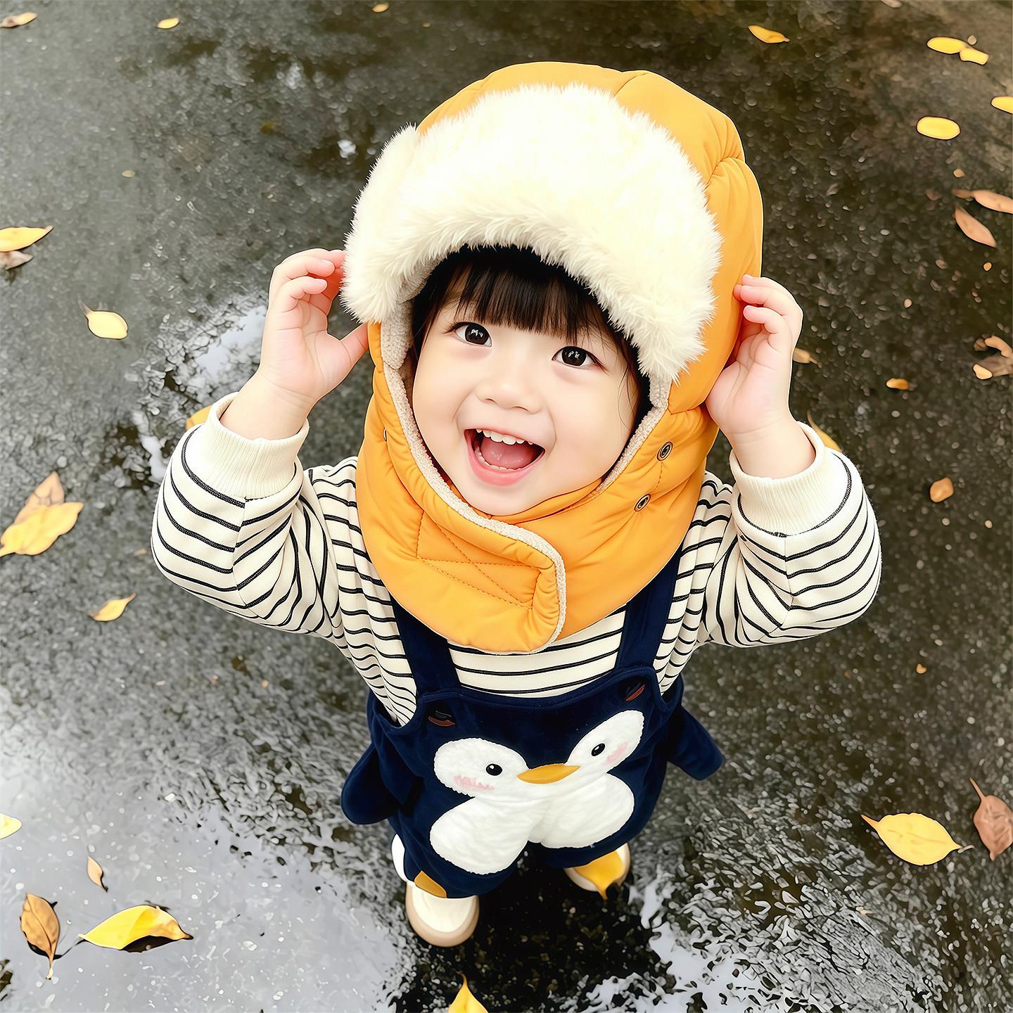 儿童雷锋帽男女孩户外骑行防风护耳秋冬季防水加厚保暖面罩防寒帽