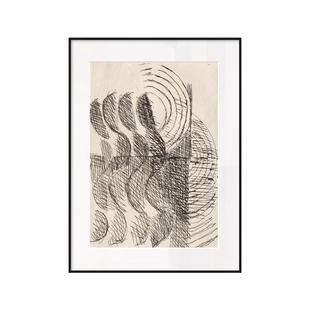 黑白抽象线条素描装 饰画现代艺术北欧挂画小众酒店样板间艺术壁画