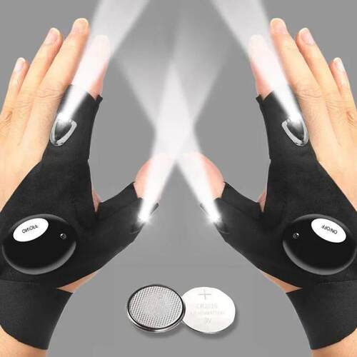 LED Half Finger Glove for Men Women Outdoor Waterproof Night