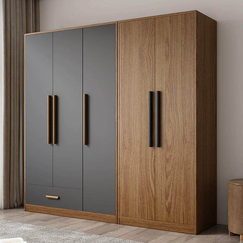 包安装衣柜家用主卧室现代简约经济型实木胡桃色柜子儿童收纳衣橱