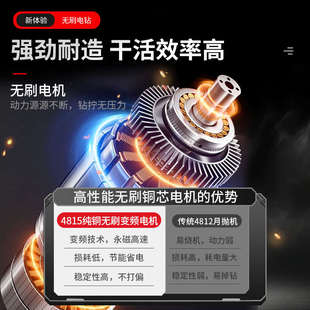 无刷小钢炮锂电钻 充电手电钻转家用多功能打孔冲击钻大功率工业式