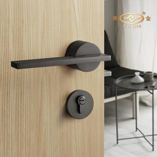 室间分体锁房静音黑色机械办公室门锁执手房门把手室内卧A08 020