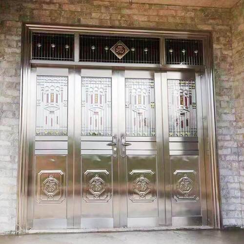 304不锈钢入户门自建房加厚单门大门别墅门防盗门农村四开 进户门