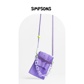 simpsons原创小众手机包斜跨包女小包袋针织，高级撞色款创意百搭包