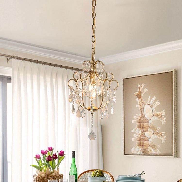 厂家美式乡村水晶灯法式餐厅入户门厅阳台吧台楼梯水晶小吊灯跨境