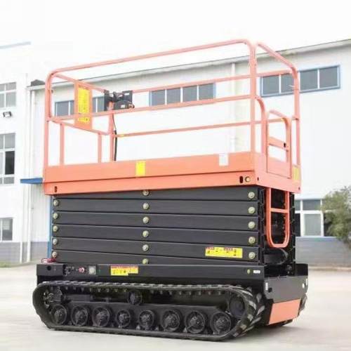 野洼地面越SJY0.32-型高空作业平坑台车 履带式剪叉平 户外履带台