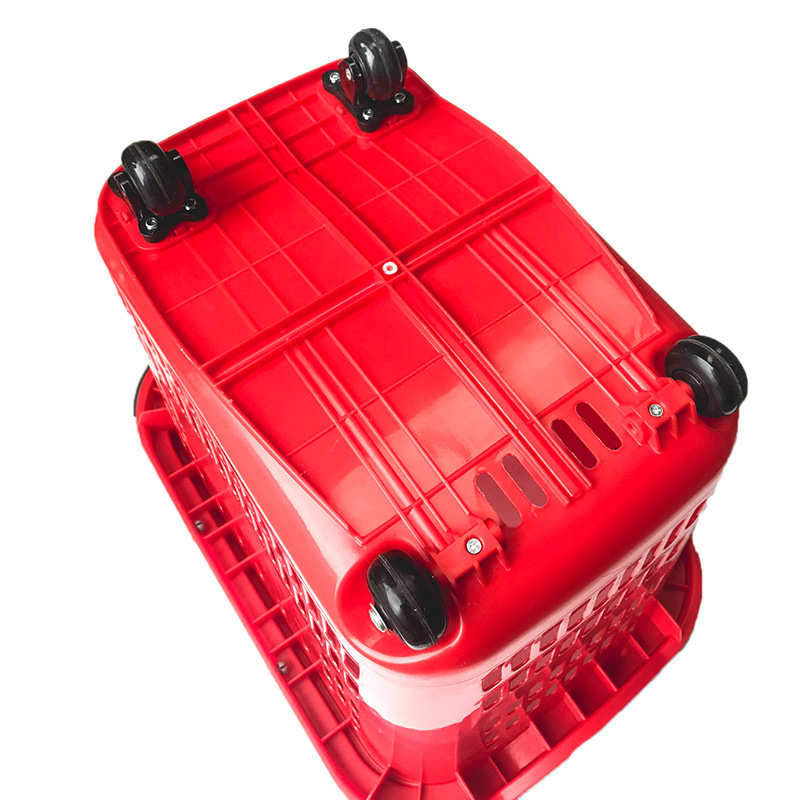 方正圆DZ-8豪华四轮铝手柄45L 超市购物篮 手提篮 拉杆篮 堆叠式