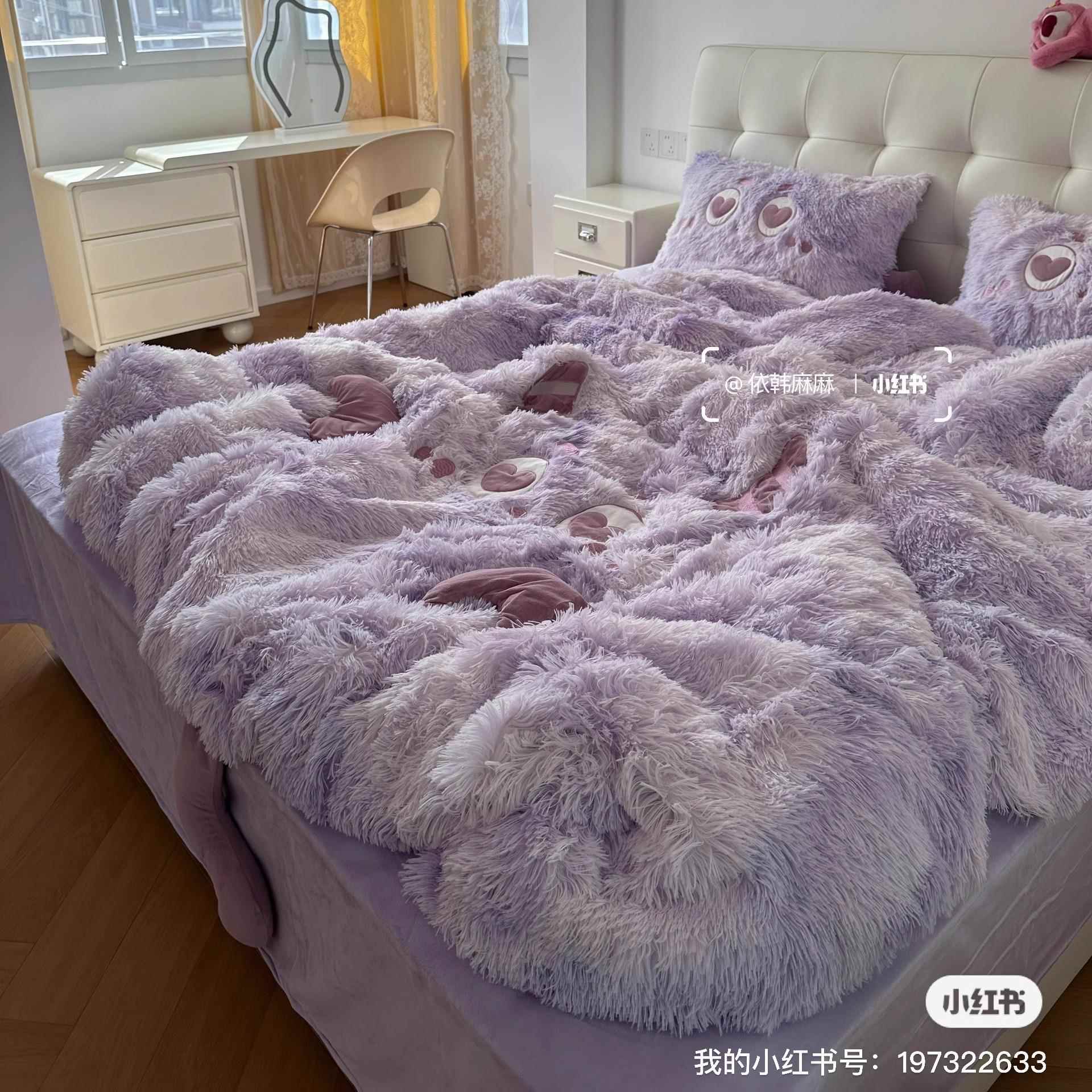 小怪兽冬季加厚保暖水貂绒宝宝绒卡通四件套儿童三件套床上用品