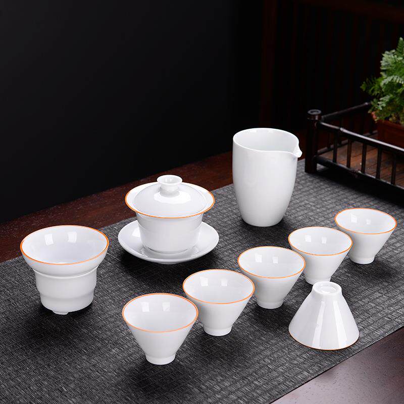 白瓷茶具套装功夫盖碗茶壶茶杯陶瓷整套商务礼品送礼茶礼商务礼赠