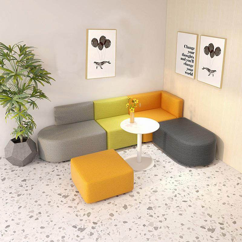 办公室休闲休息区简约现代培训机构早教大厅等候接待转角沙发组合