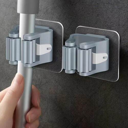 No-drill Mop Holder, Mop Clip, Wall-mounted Mop Hook, Bathro