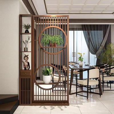 新中式屏风隔断客厅遮挡玄关入户门全实木博古架置物柜家用办