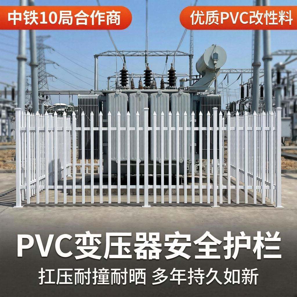 pvc变压器护栏塑钢围栏配电箱电力安全栅栏立柱箱式变电站防护栏