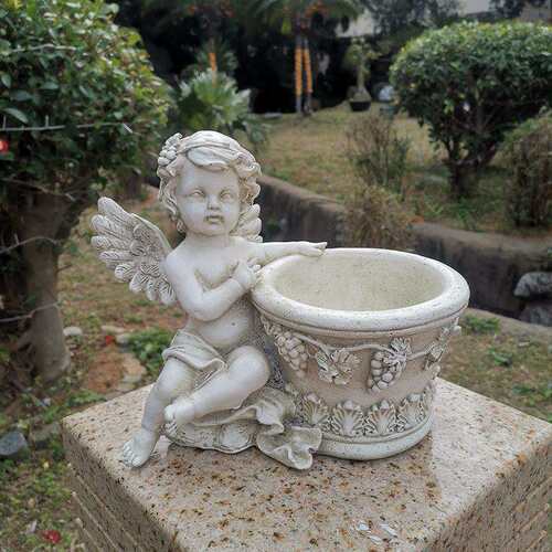 跨境新品户外园林天使树脂工艺品摆件花缸微盆景装饰创意多肉雕塑