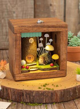 阿楹 好看的摆件小屋解压礼物玄关展示柜日式治愈夜灯画 画男女装