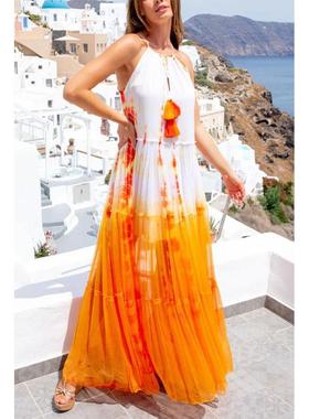 INS halter neck dress holiday dress off-shoulder Sexy loose