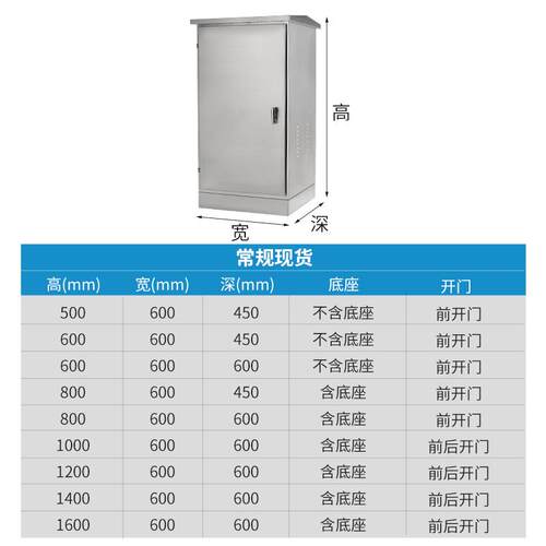 304户外不锈钢配电箱网络机柜交换机监控弱电设备柜落地22U防水箱