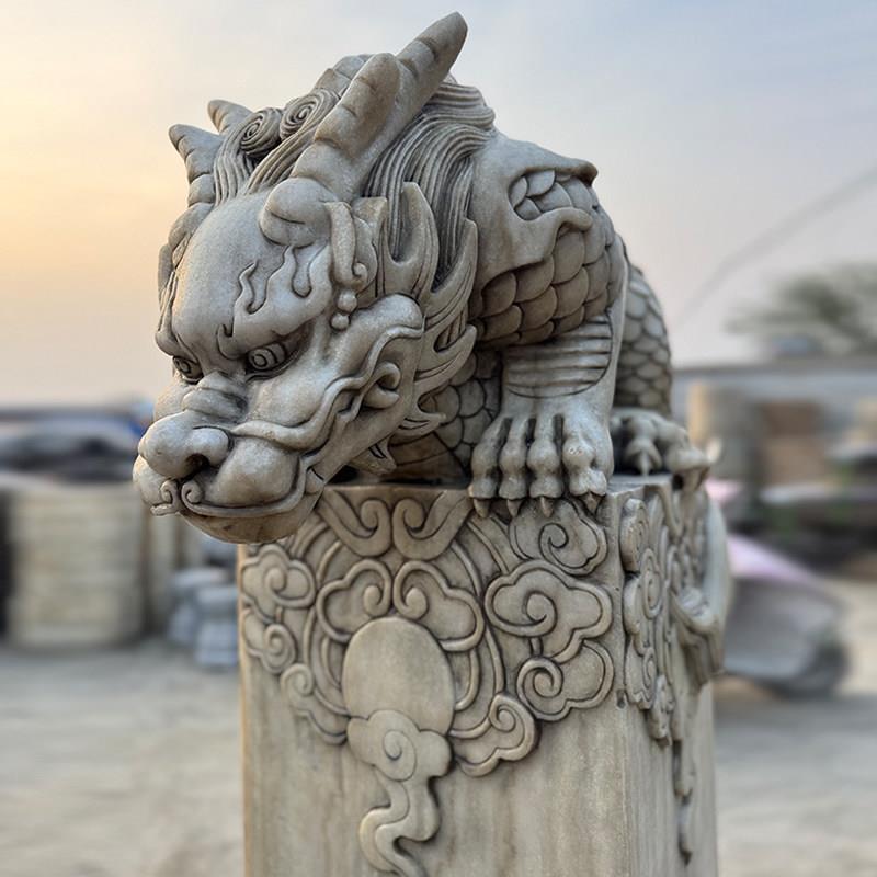 石雕吸水兽天然石材雕刻庭院家用看门别墅吸金兽蚣蝮门口户外摆件