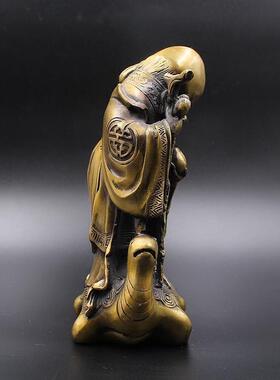 仿古铜龟黄鹤仙人老人祝寿礼龟鹤年年寿龟摆件老黄铜星贺寿EFC寿
