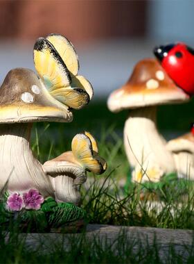 彷真蘑菇田园树脂雕塑蝴蝶小动物户外花园装饰公园景观幼儿园摆件